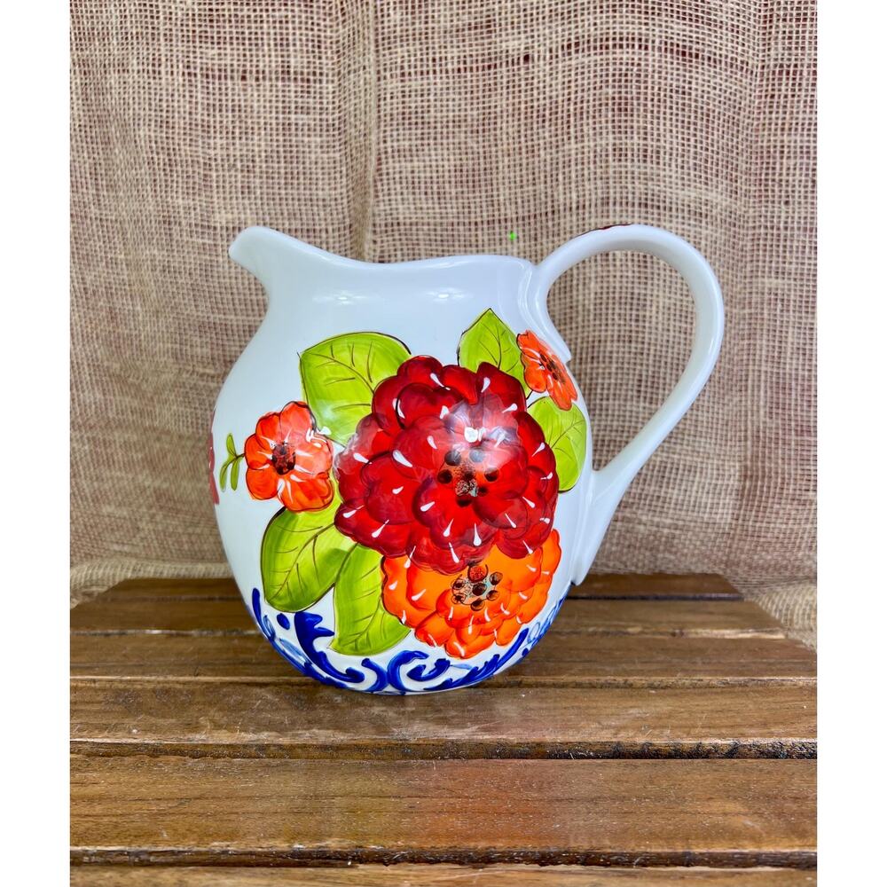 Laura Gates Embossed Pitcher “ Cottage Rose Collection”~Ceramic